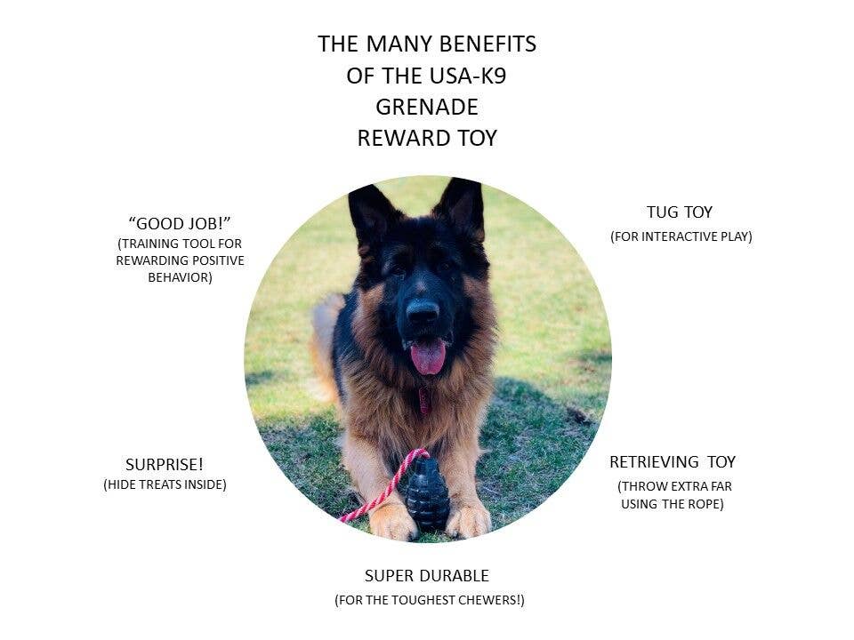USA-K9 Magnum Grenade - Chew Toy - Reward Toy - Black