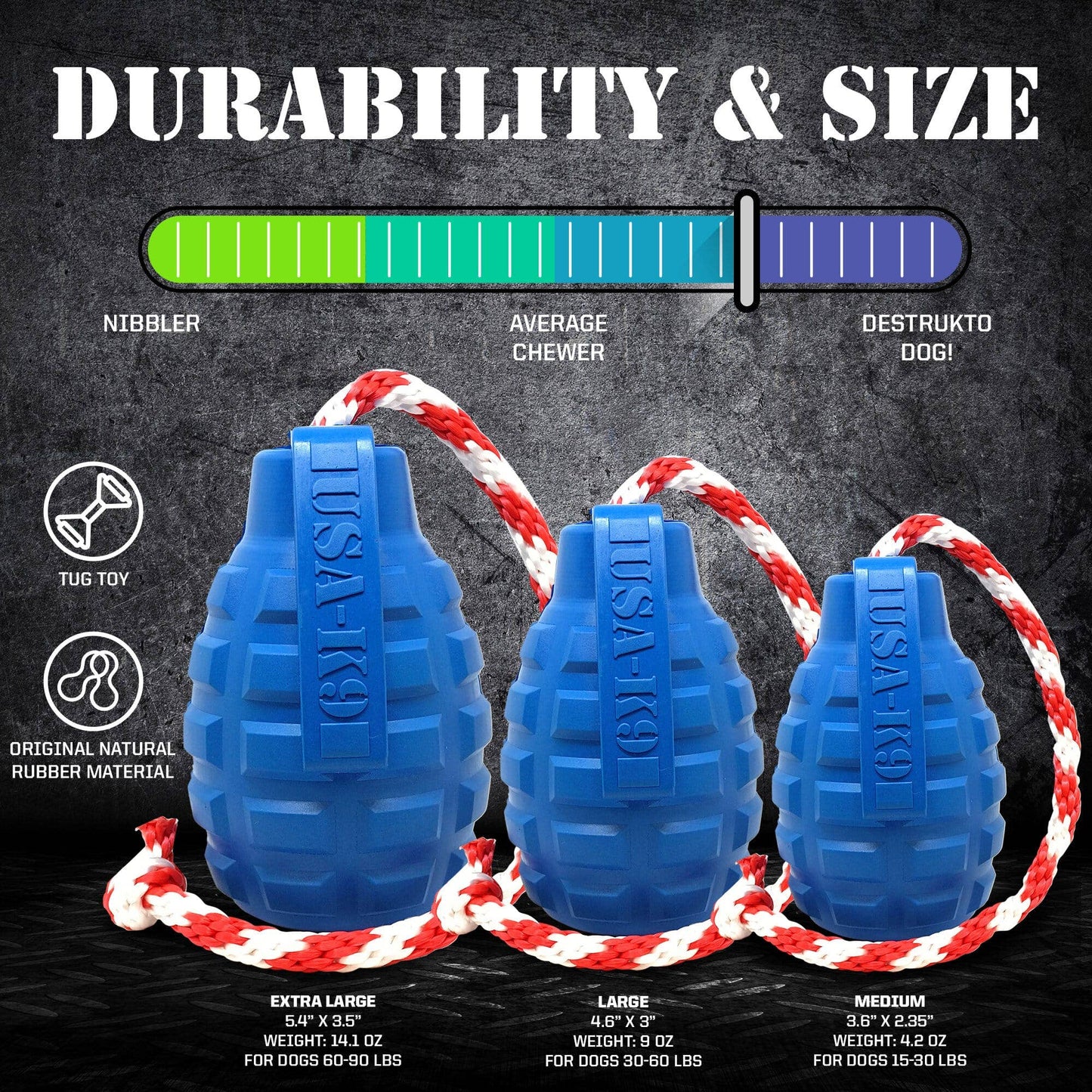 USA-K9 Grenade - Chew Toy - Reward Toy - Blue